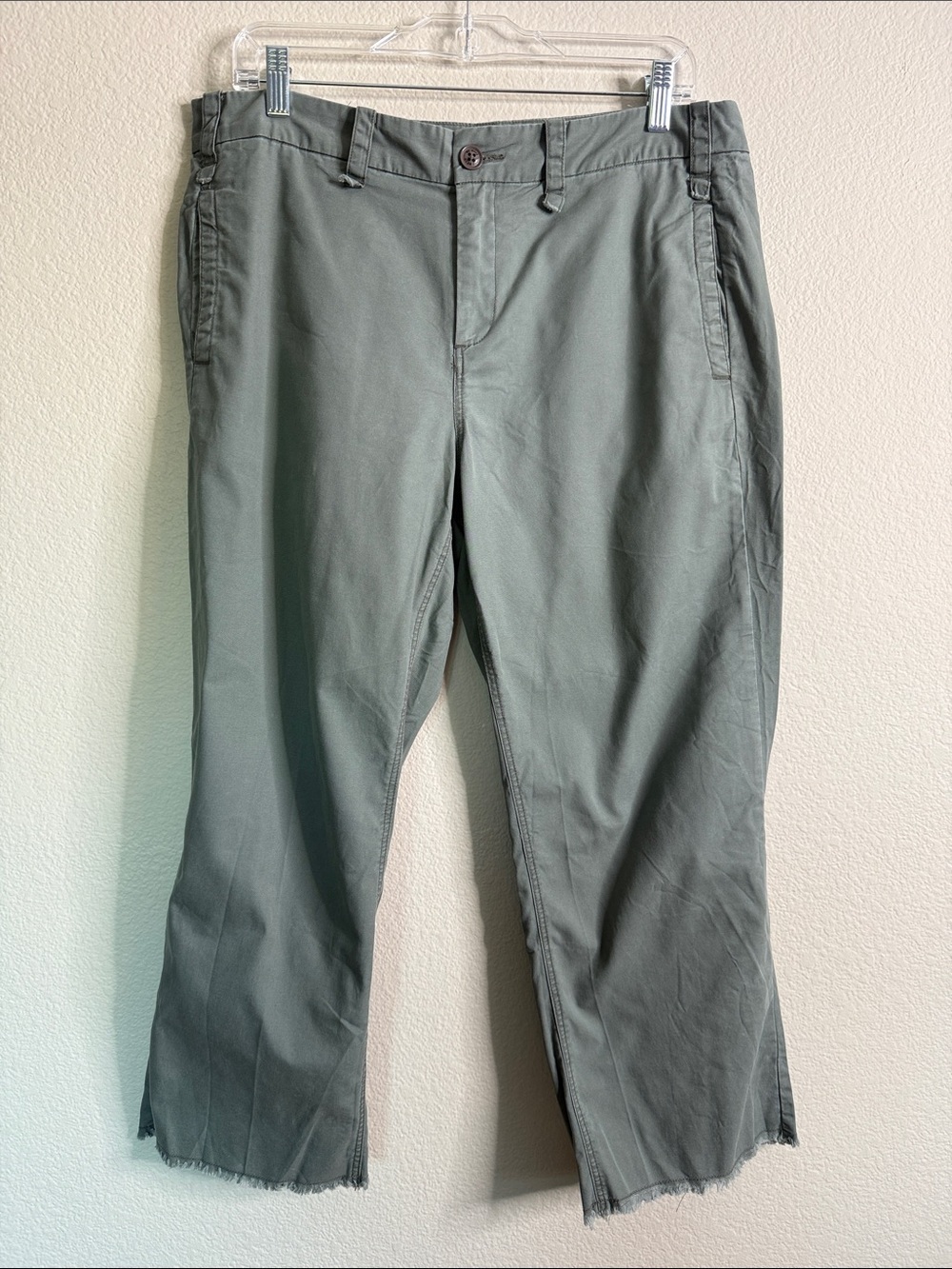 G1 Goods trouser crop pants frayed edge women’s 12 army green